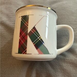 Pottery Barn Retired Mug with Metallic Accent - Letter “K”